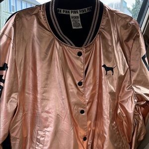 VICTORIA'S SECRET PINK FASHION SHOW BOMBER JACKET M/L  ROSE GOLD